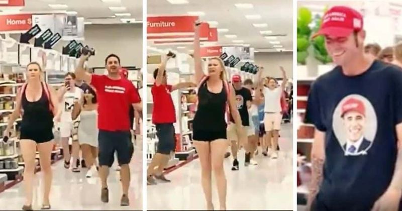 Florida anti-maskers sporting MAGA t-shirts and hats march through Target shouting 'take off your mask' in video