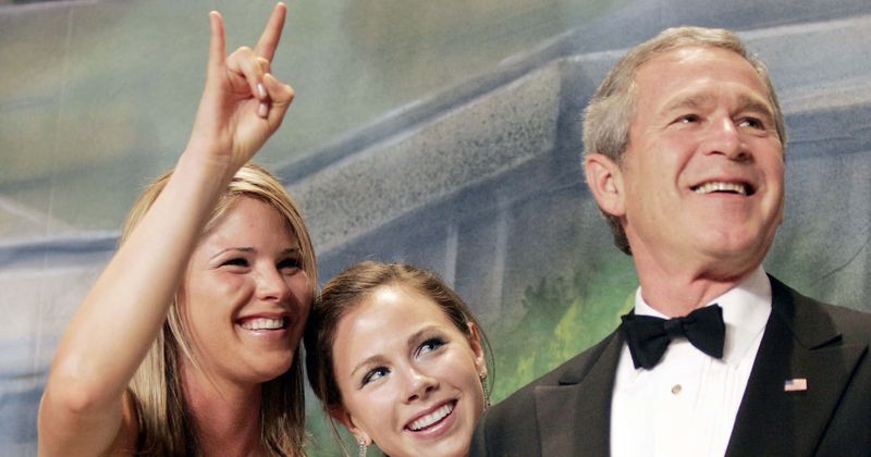 Jenna Bush Hager says her dad George W Bush 'thought it was funny' after she stuck her tongue out at reporter