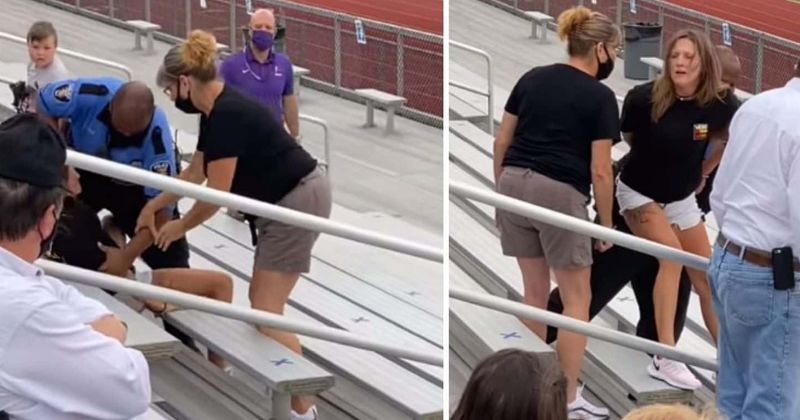 Ohio woman tased by cop for not wearing mask at middle school football game in front of horrified spectators