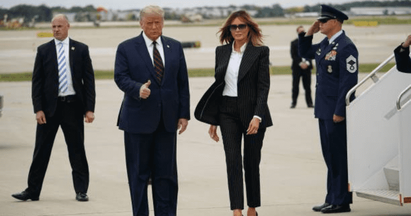 Melania looks chic in striped Dolce & Gabbana suit at prez debate, Internet calls it 'highlight' of the night