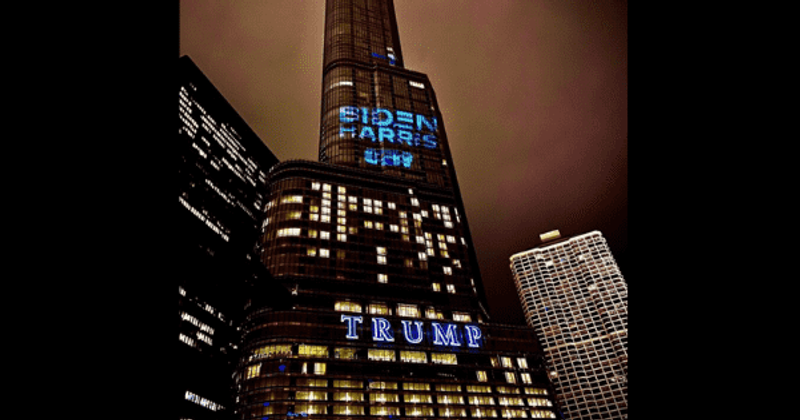 Chicago Trump Tower lit up by Biden-Harris sign, Internet lauds Steelworkers Union: 'Obama Tower is future'
