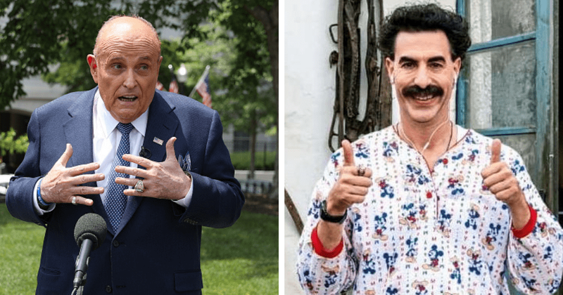 Will Rudy Giuliani win a Razzie award? 'Giuliani is hot' sign emerges during protest after 'Borat 2' appearance