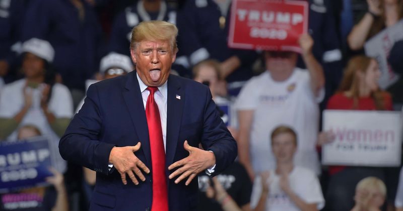 Trump trolled for sticking his tongue out in photos at Michigan rally: 'Is this what Melania has to see?'