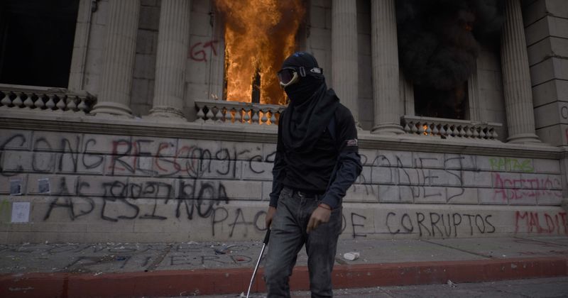 Guatemala protesters bring guillotine, set Congress building on fire: ‘Disgusting to see colonialism in action’
