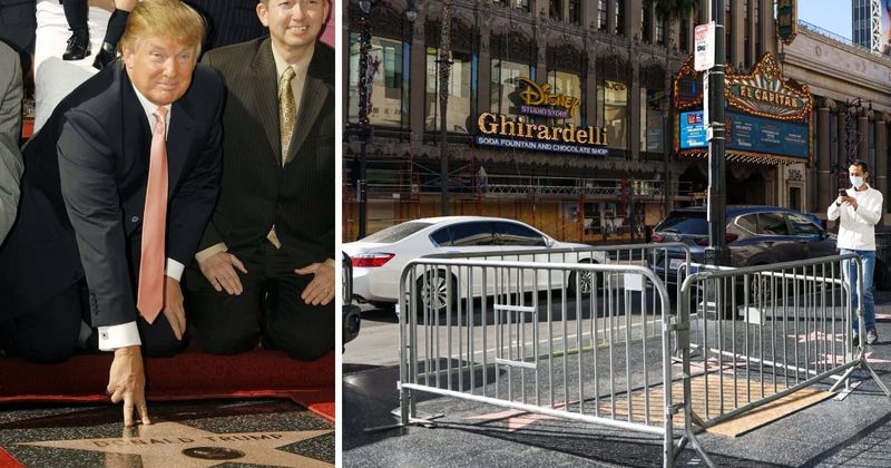 Trump’s Hollywood Walk of Fame star caged after repeated vandalism, Internet says 'bury it in the ocean'