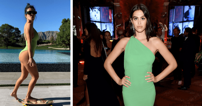 Kourtney Kardashian skateboards in tiny swimsuit days after Scott Disick's GF Amelia Hamlin goes braless