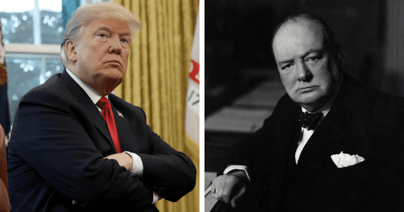 Trump stares at his reflection on Winston Churchill's photo in viral pic, Internet says 'Superman and Bizarro'