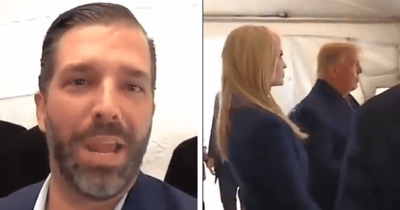 Don Jr's video shows Trump 'ominously' watching supporters on screen before urging them to march to Capitol
