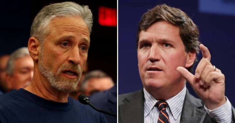 Jon Stewart apologizes to 'd**ks' for lumping them with Tucker Carlson, Internet says 'you beat him with words'