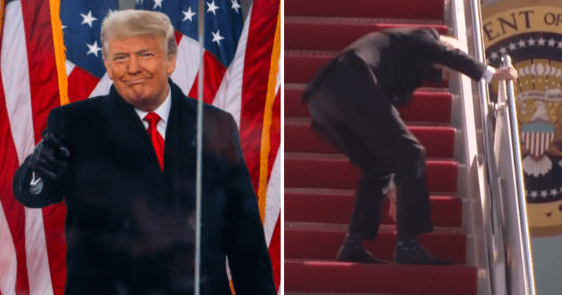 Trump mocks Biden for Air Force One fall while repeating election fraud claims: 'I didn’t lose to him'