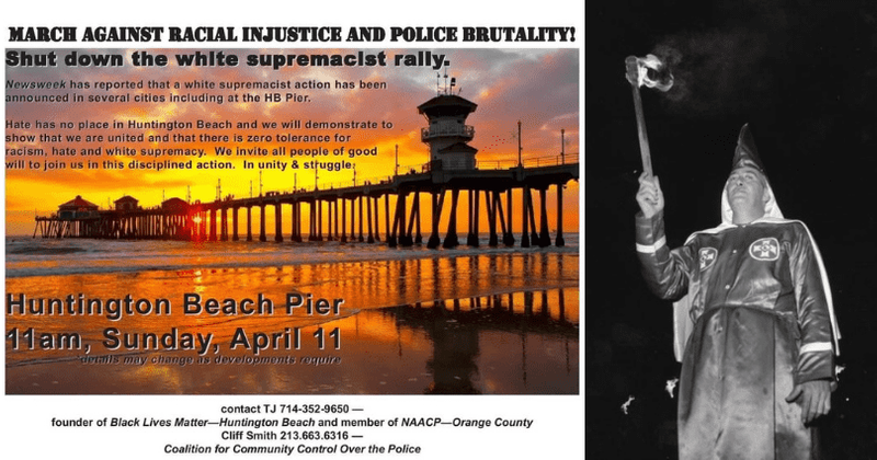 Huntington Beach: Shocking KKK fliers for White Lives Matter rally go viral as Americans protest to shut it down
