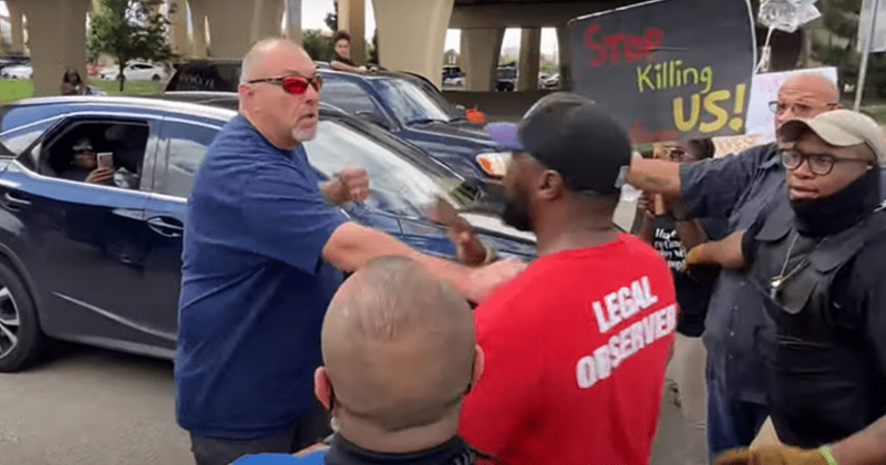 White Texas man abuses Marvin Scott III protesters, throws woman's phone and threatens lawyer in viral video
