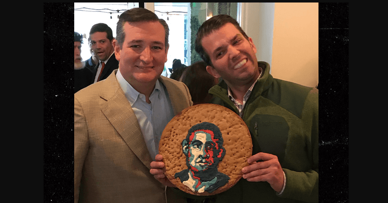 Donald Trump Jr mocks Obama with giant birthday cookie in Instagram post with Ted Cruz