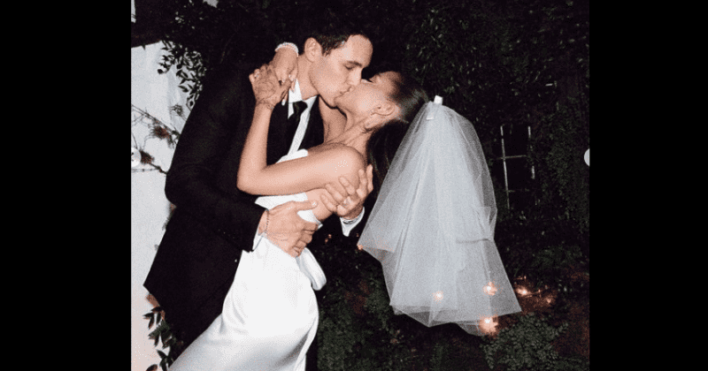 Ariana Grande shares wedding pics with Dalton Gomez, stuns in Vera Wang silk charmeuse gown and diamond earrings