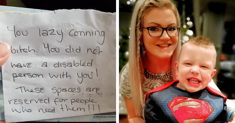 Mother of terminally-ill kid gets abusive note for parking in disabled bay: 'Lazy conning b***h'