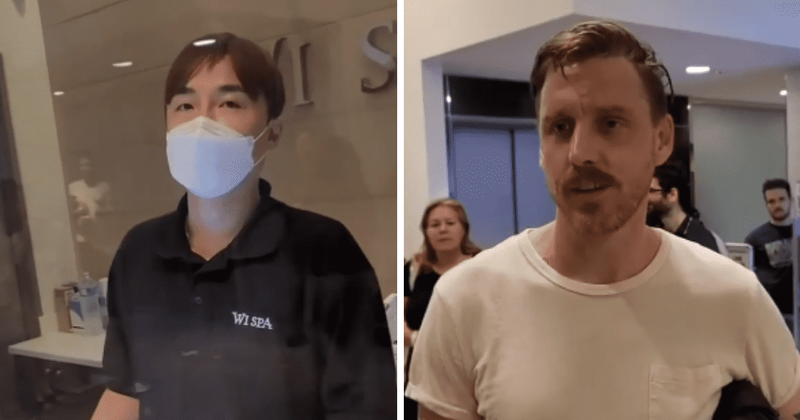 Shocked woman argues in viral video as naked 'man' enters LA spa's women's section