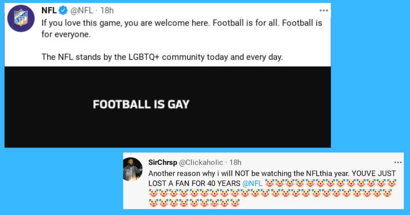 NFL releases inclusive statement, says 'football is gay' causing homophobes to have a meltdown