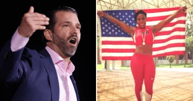 Donald Trump Jr mocks Gwen Berry for posing with US flag in old photo: 'Totally not an act!'