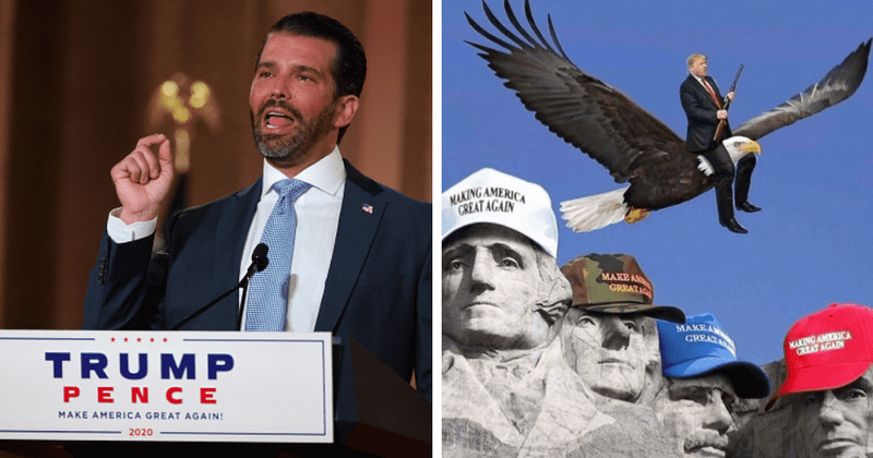 Don Jr’s July 4 pic of Trump riding bald eagle mocked, Internet points out one attacked his dad