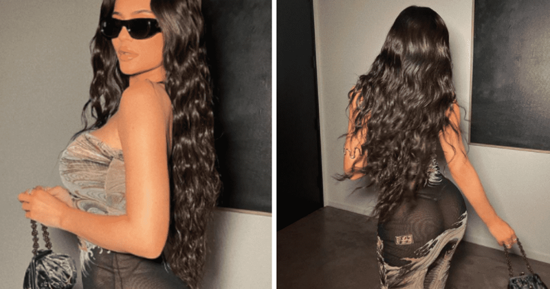 Kylie Jenner flashes her bare butt in racy thong under see-through mesh dress