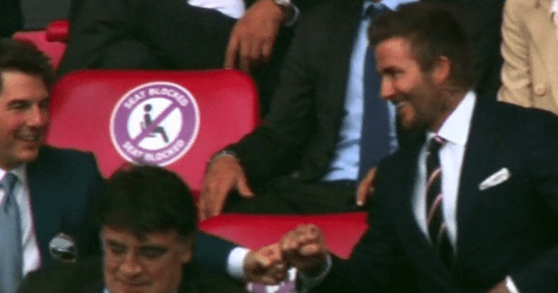 Tom Cruise fist-bumps David Beckham after England's goal, sparks Scientology conversion rumors