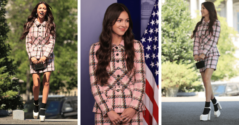 Olivia Rodrigo compared to Jackie Kennedy as she wears wool suit to White House in 91 degrees