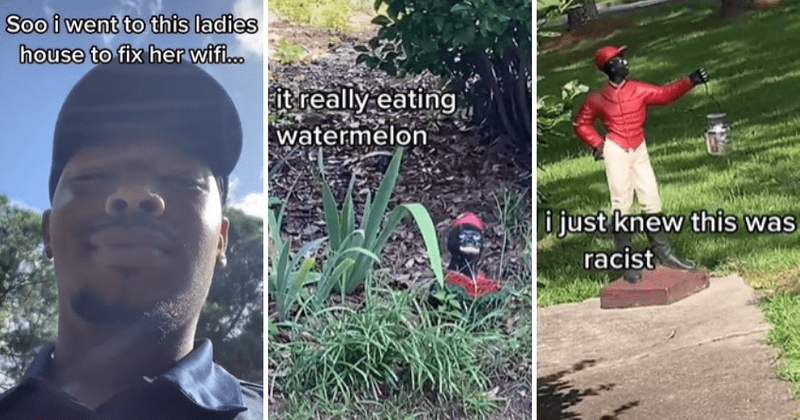 Tech support guy walks into 'racist' Atlanta garden with Blackface statues in viral video