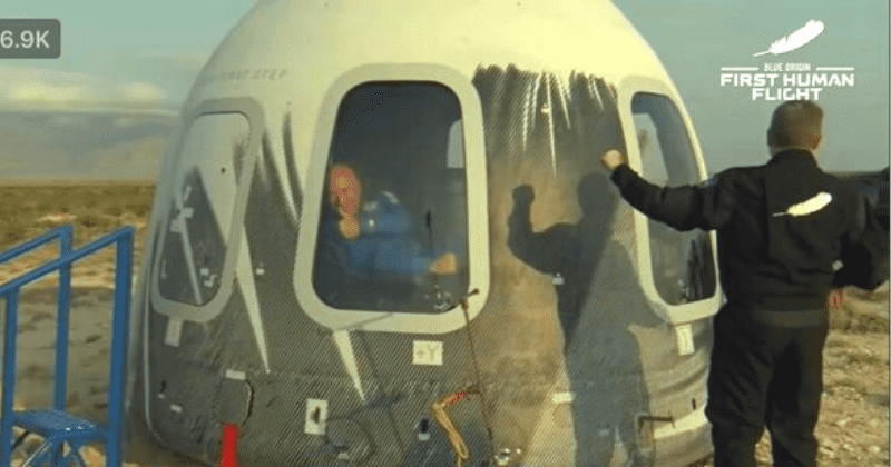 'Best day ever': Jeff Bezos gives the thumbs up after 11-minute ride to space