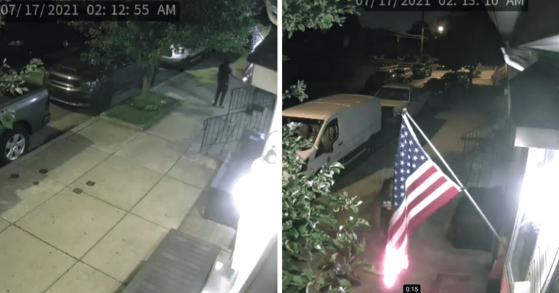 Man sets fire to American flag outside Philadelphia house in shocking viral video