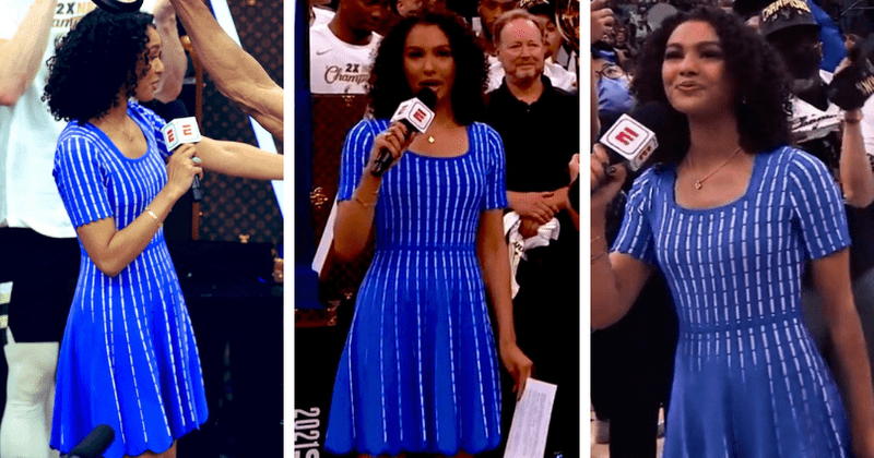 Malika Andrews stuns in blue dress at NBA Finals, fans call her a 'goddess'