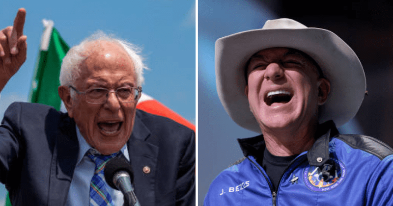 'Tone deaf' Jeff Bezos slammed as Bernie Sanders demands he pay taxes: '100% a douche!'