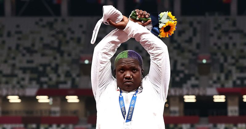 Why did Raven Saunders protest at Tokyo Olympics? Athlete raised arms in 'X' at medal ceremony