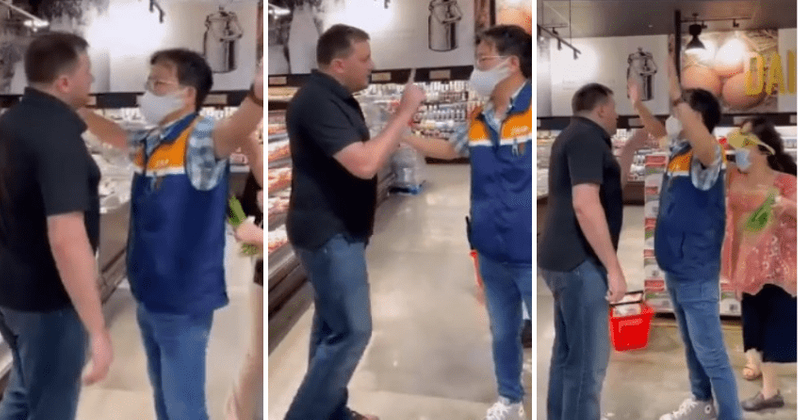 Asian H Mart manager and 'a** whooping ajummas' tackle White anti-masker in viral video