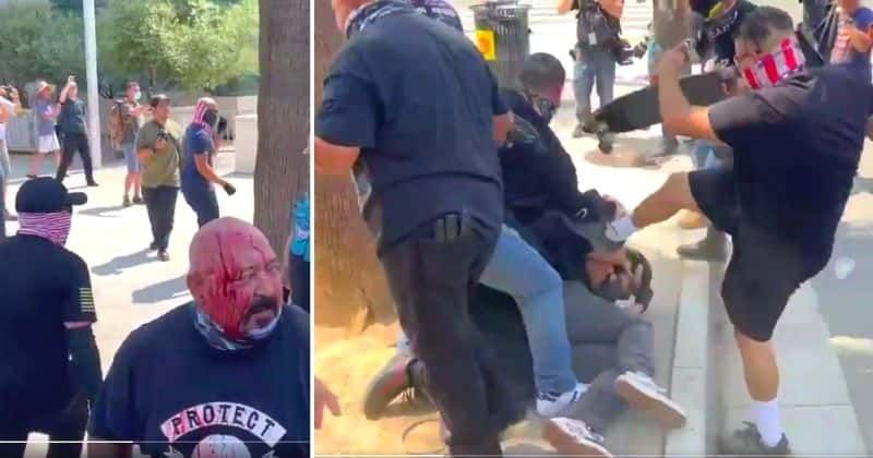 Were Proud Boys behind bloody LA vaccine brawl? One man stabbed and KPCC reporter attacked