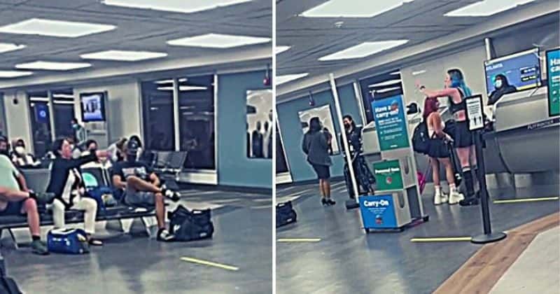 Airport 'Karen' slut-shames 2 women in viral video, says one of them doesn't have 't*ts'