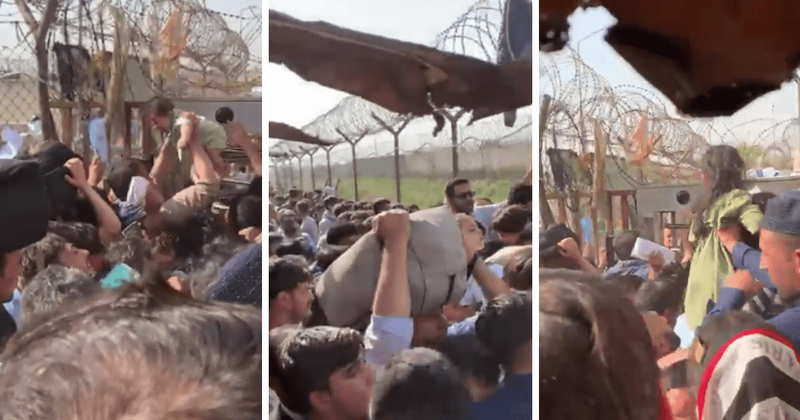 SHOCKING videos show Afghan moms throwing kids over barbed wire, begging soldiers to take them