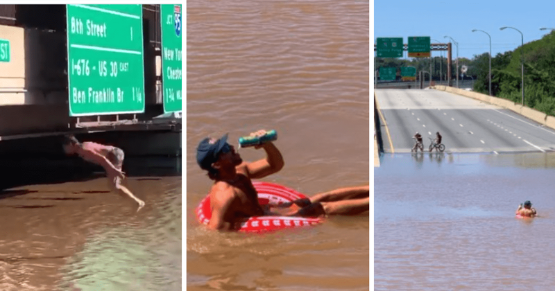 Videos of Philly residents swimming in floodwaters go viral, officials say 'not safe'