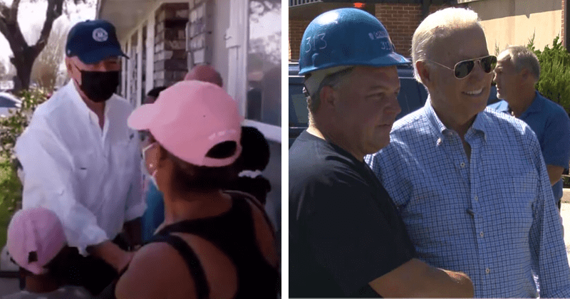 Biden masked when meeting Black Louisiana Ida victims, ditches it among White Delaware workers