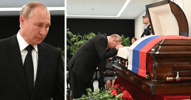 Putin tears up at funeral of friend Yevgeny Zinichev who died saving cameraman at drill