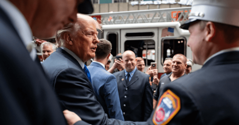 Donald Trump lauded for surprise visit to NYPD on 9/11 anniversary