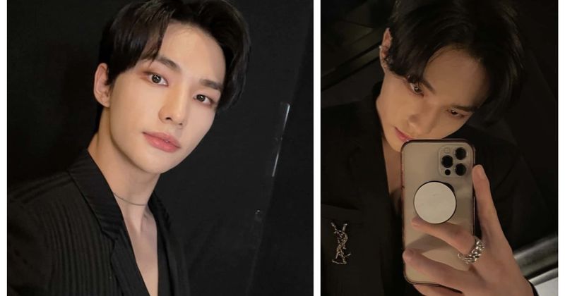 Stray Kids' Hyunjin wears all-black suit in set photos, fans say he's K-pop 'standard'