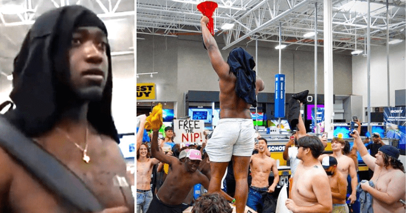 JiDion: YouTuber trolls Best Buy staffer with shirtless men in 'free the nipple' clip