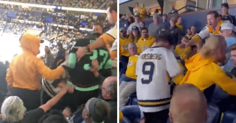 Viral videos show Predators And Kraken fans involved in wild brawl started by two men