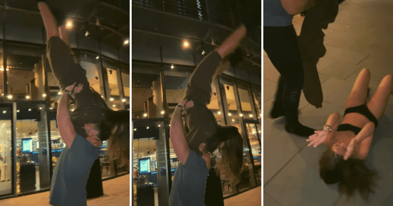 Woman ends up on sidewalk in underwear as duo fails 'Dirty Dancing' lift in video