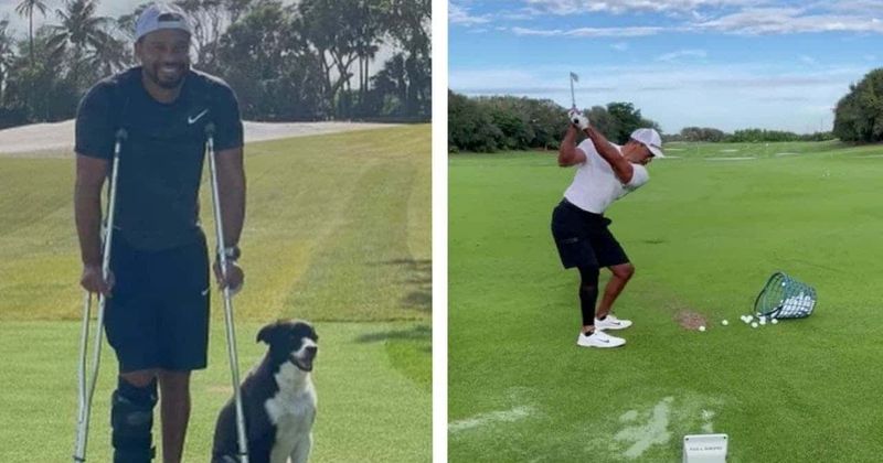 Tiger Woods posts video of him practicing golf first time since leg injury in car crash