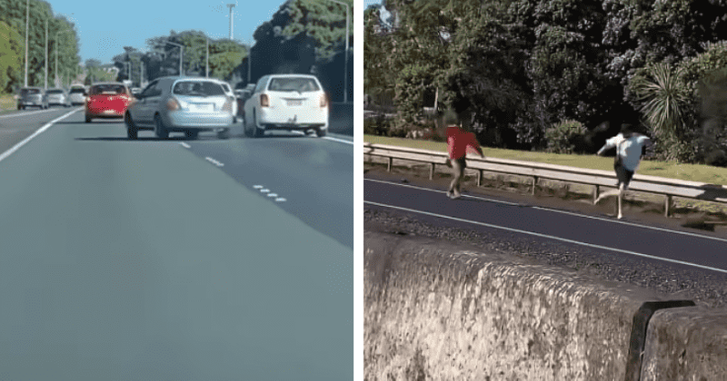 Road rage driver chases man with piece of damaged car after motorway crash in CRAZY video