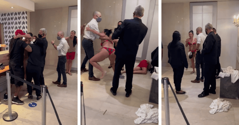 Drunk 'Karen' attacks Black man in viral video after Hilton staff 'served him first'
