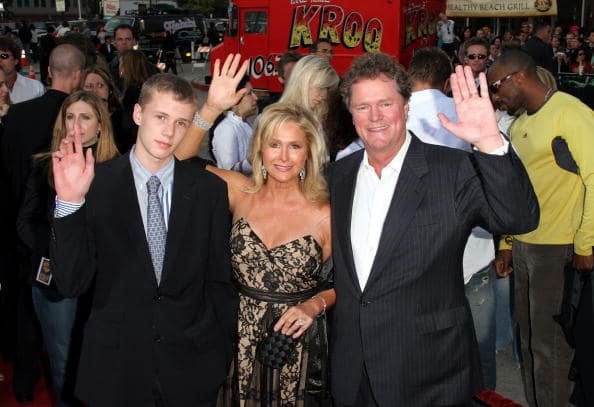 (L-R) Conrad Hilton, Kathy Hilton and hotelier Rick Hilton arrive at Warner Bros. Premiere Of 'House Of Wax' at the Mann's Village Theater on April 26, 2005 in Westwood, California. (Photo by Matthew Simmons/Getty Images)