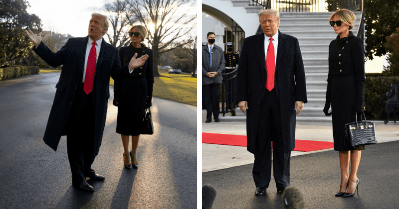
                            Melania Trump stuns in all-black Chanel outfit while leaving White House as she channels Audrey Hepburn