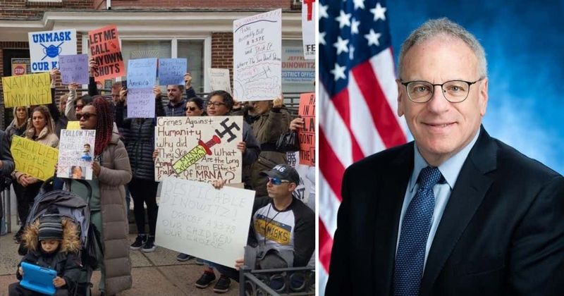 
                            
                            
                            
                            Jeffrey Dinowitz: protesta contra las vacunas con símbolos nazis cerca de la oficina del político judío